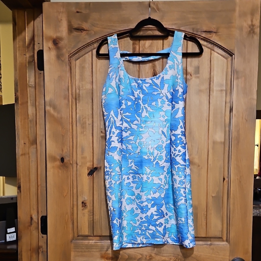 Jennifer Lopez Blue and White Floral Mini Dress